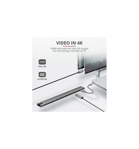 Trust Dalyx Aluminium 10-in-1 USB-C Multi-Port Docking Station, HDMI p