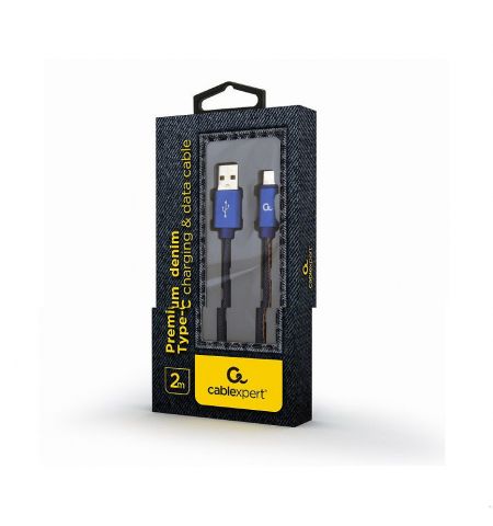 Cablexpert CC-USB2J-AMCM-2M-BL, Blue - 2m, Cable USB2.0/Type-C Premium