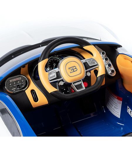 Электромобиль Bugatti Chiron, бело-синий Электромобиль Bugatti Chiron, бело-синий