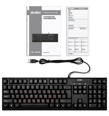 Клавиатура SVEN KB-S300, Black Keyboard, Waterproof design, 104 keys,