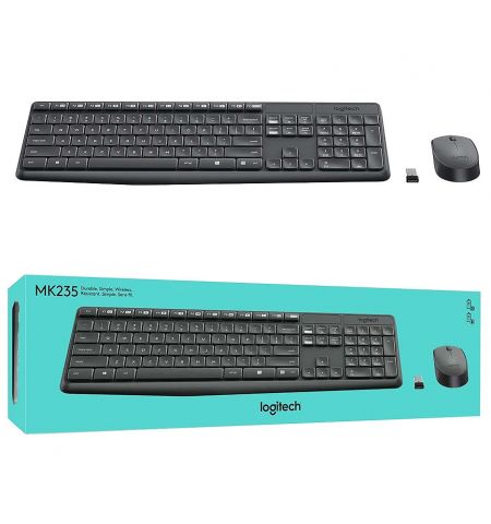 Клавиатура+мышь Logitech MK235 Grey Wireless Combo, Keyboard+Mouse, 92