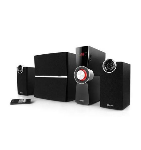 Edifier C2XD Black, 2.1/ 53W (35W+ 2x9W) RMS, External Amplifier,  LED display,  Audio in: Optical & 3 analog (2x AUX, RCA), headphone output, remote control, all wooden, (sub.6,5" + satl.(3"+3/4")), E.I.D.C. (Edifier Intelligent Distortion Control)