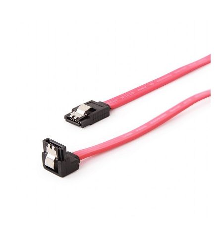 SATA Data Cable - 0.5m - Cablexpert CC-SATAM-DATA90, Serial ATA III 50cm data cable with 90 degree bent connector, bulk packing, metal clips with 90 degree bent connector