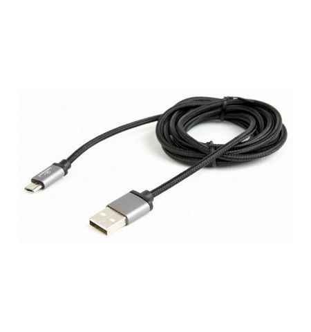 Cable micro USB2.0 Cotton braided - 1.8m - Cablexpert CCB-mUSB2B-AMBM-6, Black, Professional series, USB 2.0 A-plug to Micro B-plug, blister