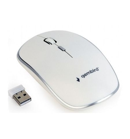 Gembird MUSW-4B-01-W, Wireless Optical Mouse, 2.4GHz, 4-button, 800/1200/1600dpi, Nano Reciver, USB, White