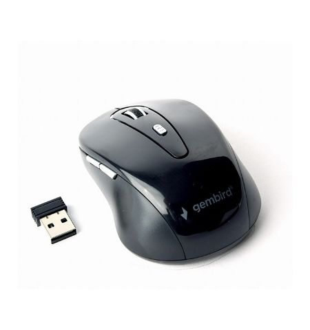 Gembird MUSW-6B-01, Wireless Optical Mouse, 2.4GHz, 6-button, 800/1200/1600dpi, Nano Reciver, USB, Black