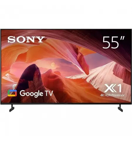 55" LED SMART Телевизор SONY KD55X80LAEP, 3840x2160 4K UHD, Google TV, Чёрный