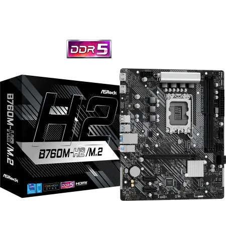 Материнская плата ASRock B760M-H2/M.2, LGA1700, Intel B760, Micro-ATX