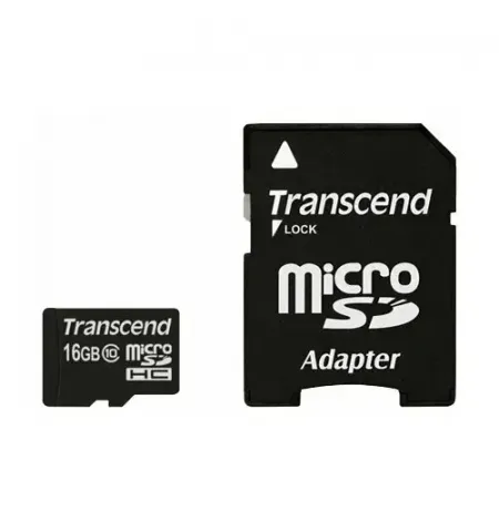 Карта памяти Transcend microSDHC Class 10, 16Гб (TS16GUSDHC10)