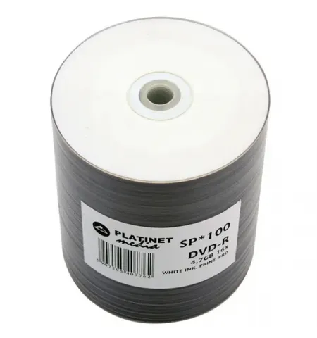 Printable 100*Spindle DVD-R 4.7GB, 16x, Platinet PRO, White FF