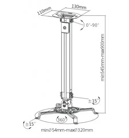 Потолочное крепление BRATECK PRB-18M, Чёрный