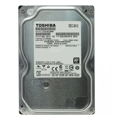 3.5" HDD   500GB-SATA - 32MB Toshiba "Desktop (DT01ACA050)"