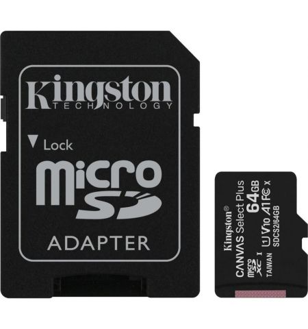 Карта памяти Kingston Canvas Select Plus microSD 64GB