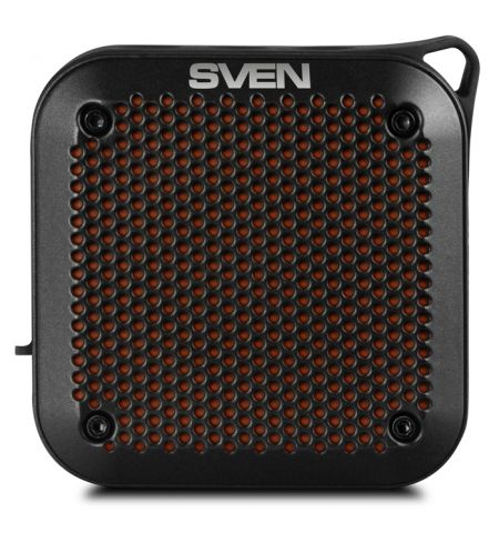 SVEN PS-88 Black, Bluetooth Waterproof Portable Speaker, 7W RMS, Water protection (IPx7), LED display, Support for iPad & smartphone, FM tuner, USB & microSD, TWS, built-in lithium battery -1500 mAh, ability to control the tracks, AUX stereo input