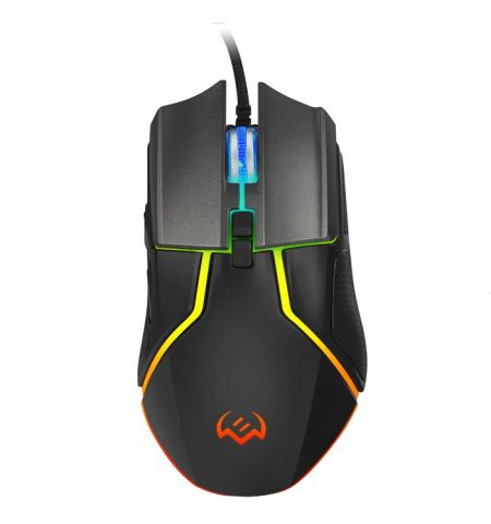SVEN RX-G960 Gaming, Optical Mouse, 500-6400 dpi, 7+1 buttons (scroll wheel),  DPI switching modes, Two navigation buttons (Forward and Back), RGB backlight, Soft Touch coating, USB, Black
