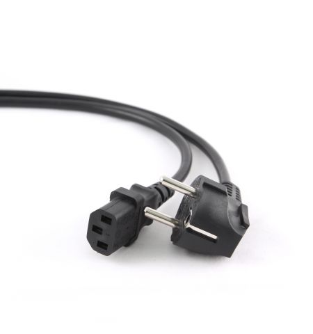 Power cord PC-186-VDE,  1.8 m, Schuko input and right angled C13 output, with VDE approval, Black