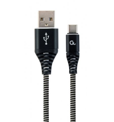 Cable USB2.0/Type-C Premium cotton braided - 2m - Cablexpert CC-USB2B-AMCM-2M-BW,