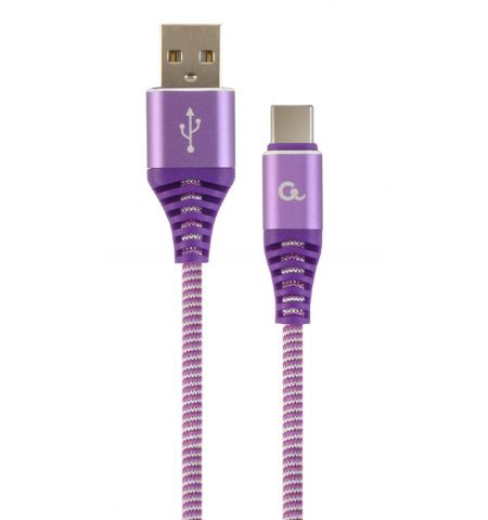 Cable USB2.0/Type-C Premium cotton braided - 2m - Cablexpert CC-USB2B-AMCM-2M-PW,