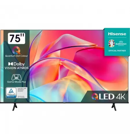 75" QLED SMART Телевизор Hisense 75E7KQ, 3840x2160 4K UHD, VIDAA U6.0, Чёрный