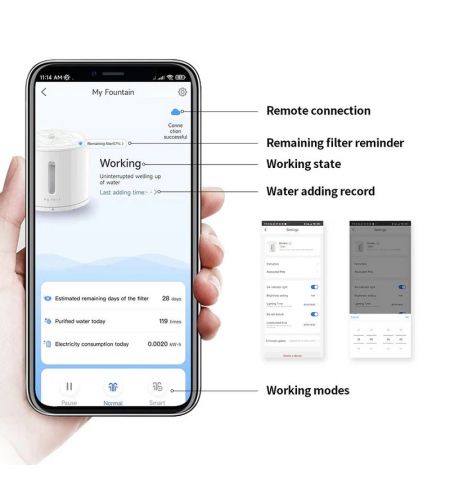 Питьевой фонтан с системой фильтрации и беспроводным насосом Petkit Eversweet Solo 2/ 2L