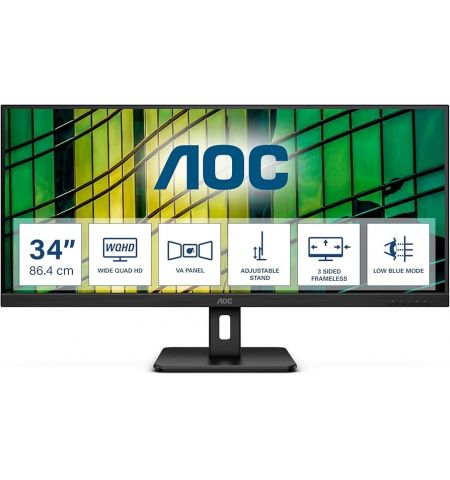 34.0” Монитор AOC U34E2M / WQHD / 21:9 / 100Hz / Black