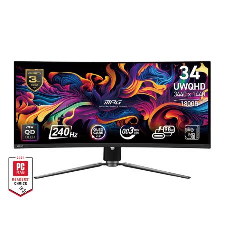 34.0” Игровой Монитор MSI MAG 341QPX QD-OLED E2/ UWQHD/ Curved/ 21:9/ 0.03ms/ 240Hz/ Black