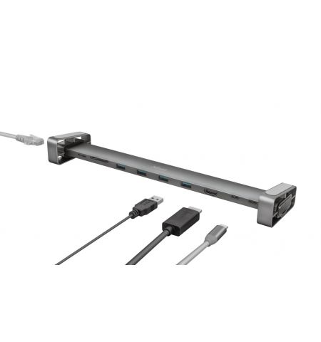 Многопортовый Адаптер Trust Dalyx/ USB-С/ 4xUSB-A/ 2xUSB-C/ HDMI/ RJ45/ SD/ microSD