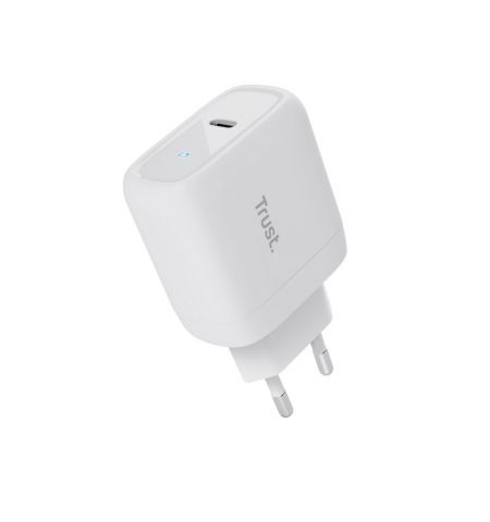 Trust Maxo 65W Universal USB-C Charger,  Charging technology USB-C, USB PD 3.0 + PPS, output (5, 9, 12, 15, 20V; max 3A), with included 2m USB-C cable, White