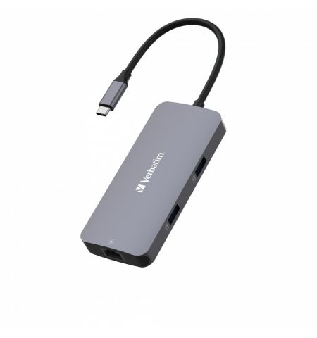 Многопортовый Адаптер Verbatim CMH-05/ USB-C/ 2xUSB-A/ 1xUSB-C (PD 100w)/ HDMI/ RJ45