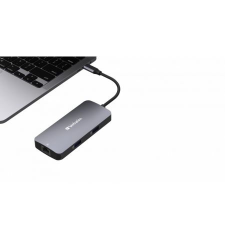 Многопортовый Адаптер Verbatim CMH-05/ USB-C/ 2xUSB-A/ 1xUSB-C (PD 100w)/ HDMI/ RJ45
