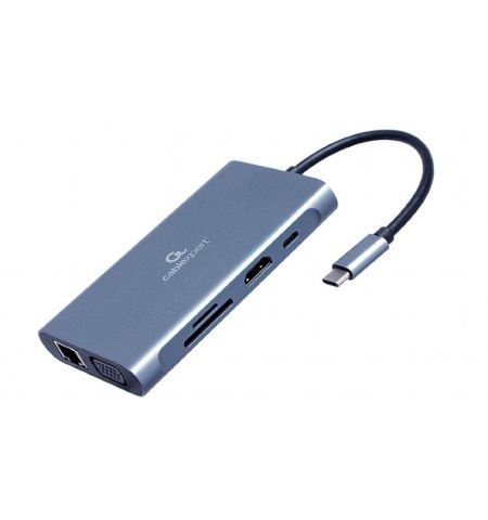 Многопортовый Адаптер Gembird A-CM-COMBO7-01/ USB-C/ 3xUSB-A/ 1xUSB-C (PD 100W)/ HDMI/ VGA/ miniJack 3.5mm/ SD/ microSD