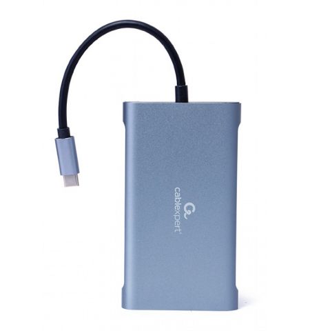 Многопортовый Адаптер Gembird A-CM-COMBO7-01/ USB-C/ 3xUSB-A/ 1xUSB-C (PD 100W)/ HDMI/ VGA/ miniJack 3.5mm/ SD/ microSD