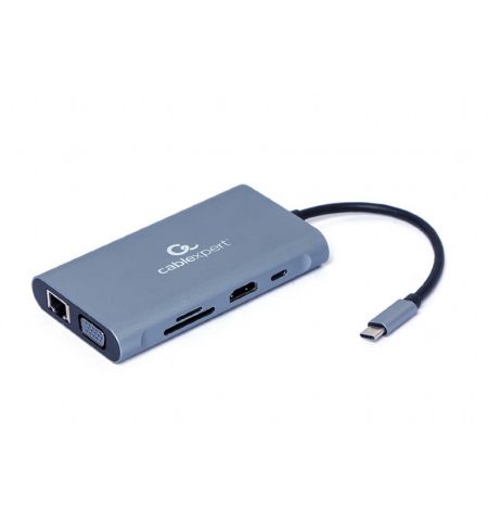 Многопортовый Адаптер Gembird A-CM-COMBO7-01/ USB-C/ 3xUSB-A/ 1xUSB-C (PD 100W)/ HDMI/ VGA/ miniJack 3.5mm/ SD/ microSD