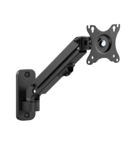 Monitor wall mount arm for 1 monitor up to 27”  Gembird MA-WA1-01, Adjustable wall display mounting arm (rotate, tilt, swivel),  VESA 75/100, up to 9 kg, black