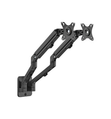 Monitor wall mount arm for 2 monitors up to 17-27”  Gembird MA-WA2-01, Adjustable wall 2 display mounting arm (rotate, tilt, swivel),  VESA 75/100, up to 7 kg, black