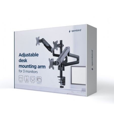 Настольный регулируемый кронштейн для 3 мониторов (поворотный) 13”-27”, Gembird MA-DA3-01