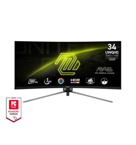 34.0” Игровой монитор MSI MAG 345CQR/ Curved/ UWQHD/ 1ms/ 21:9/ 180Hz/ Black