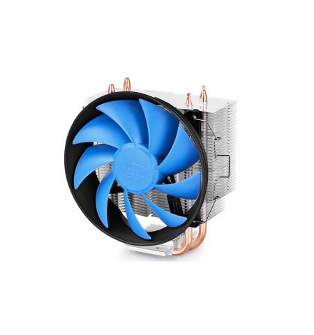 DEEPCOOL Cooler  "GAMMAXX 300B", Socket LGA1366/LGA1200/1151/1150/1155/LGA775 & AM4/FM2/AM3, up to 130W, 120х120х25mm, Semi-transparent fan with Blue LED, 900~1600rpm, 17.8~21dBA, 55.5CFM, 4 pin, PWM, Hydro Bearing, 3 heatpipes direct contact