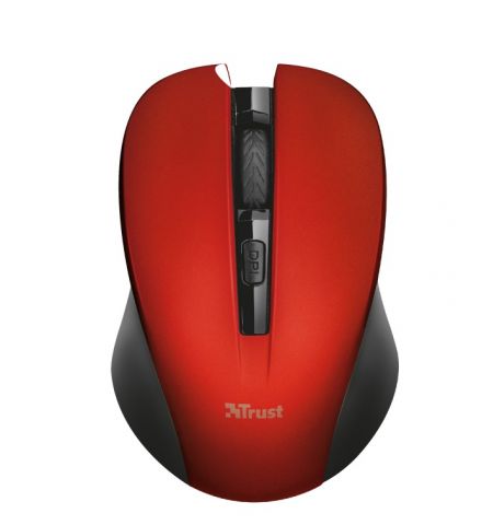 Trust Mydo Red Wireless Mouse, Silent Click, 10m  2.4GHz, Micro receiver, 1000 - 1800 dpi, 4 button, USB