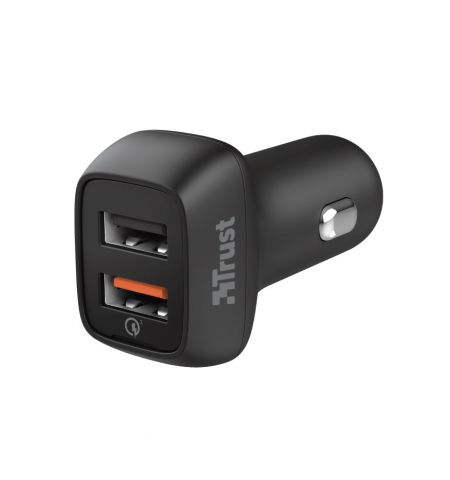 USB Car Charger - Trust Qmax 30W Ultra-Fast Dual USB Car Charger with