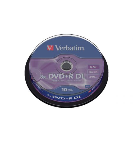 Verbatim DataLifePlus DVD+R AZO DOUBLE LAYER 8.5GB 8X MATT SILVER SURFACE - Spindle 10pcs.