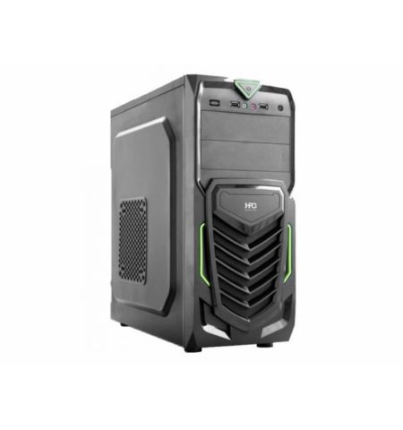 HPC B-13  ATX Case, (500W, 24 pin, 1x 8pin (4+4), 2xSATA, 2x IDE, 1x FDD, 12cm black fan), 1xUSB3.2, 2xUSB2.0 / HD Audio, Black + Green decoration