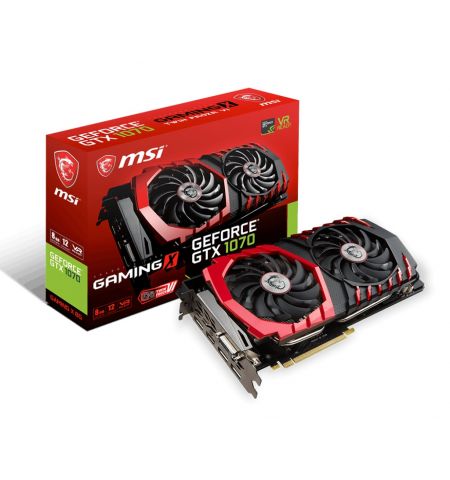MSI GeForce GTX 1070 GAMING X 8G /  8GB DDR5 256Bit 1797/8108Mhz (OC Mode), DVI, HDMI, 3x DisplayPort, Dual fan - TWIN FROZR VI (Zero Frozr/Airflow Control Technology), TORX 2.0 FAN, Gaming App, Retail
