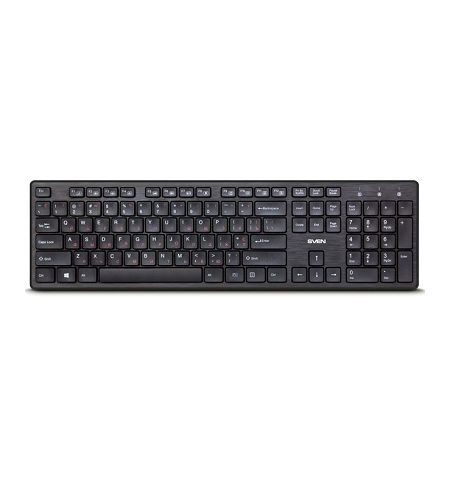 SVEN KB-E5800W, Wireless Keyboard, 104 keys,12 Fn-keys slim compact design, low-profile keys with smooth stroke, Nano receiver, USB, Рус/Укр/Eng, Black