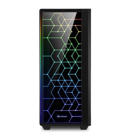 Корпус Sharkoon  RGB LIT 100 / no PSU / Side panel / 1x120mm, Rear 1x120mm A-RGB LED, 2xARGB LED Strip / ATX / Black Корпус Sharkoon  RGB LIT 100 / no PSU / Side panel / 1x120mm, Rear 1x120mm A-RGB LED, 2xARGB LED Strip / ATX / Black