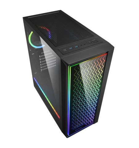 Корпус Sharkoon RGB LIT 200 / no PSU / Side panel / 1x120mm, 1x120mm A-RGB LED, 2xARGB LED Strip / ATX / Black Корпус Sharkoon RGB LIT 200 / no PSU / Side panel / 1x120mm, 1x120mm A-RGB LED, 2xARGB LED Strip / ATX / Black
