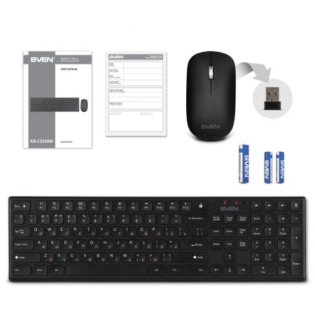 Беспроводная Клавиатура SVEN KB-C2550W, Black Беспроводная Клавиатура SVEN KB-C2550W, Black