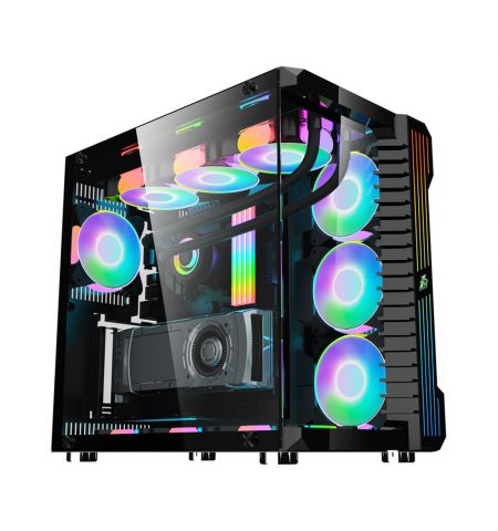 Игровой корпус 1STPLAYER SP9 / no PSU / Side-Window / 7x120mm / ATX / Black