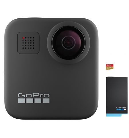 Action Camera GoPro MAX 360 footage, Photo-Video Resolutions:16.6MP/30FPS-5.6K30, 2xslow-motion, waterproof 5m,6x microphones Spherical audio, Max hyper smooth video,Live streaming,Time Lapse,PowerPano,GPS,Wi-Fi,Bluetooth,microSD,USB-C,1600mAh,154g