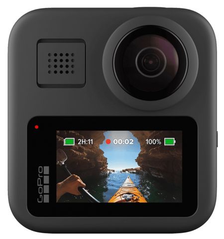 Action Camera GoPro MAX 360 footage, Photo-Video Resolutions:16.6MP/30FPS-5.6K30, 2xslow-motion, waterproof 5m,6x microphones Spherical audio, Max hyper smooth video,Live streaming,Time Lapse,PowerPano,GPS,Wi-Fi,Bluetooth,microSD,USB-C,1600mAh,154g